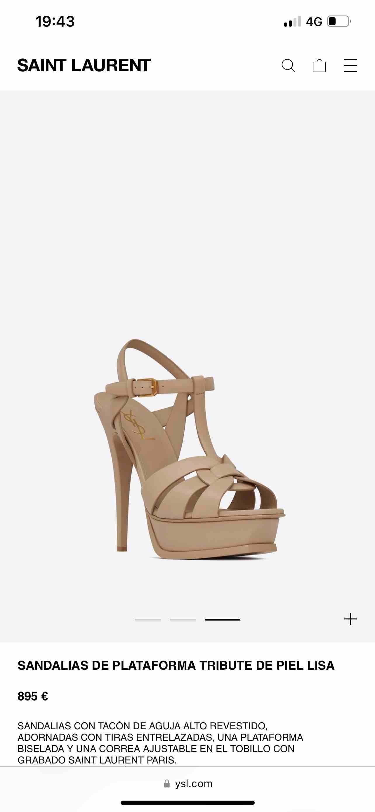 Sandalias yves saint Laurent tribute beige — foto 3 de 3