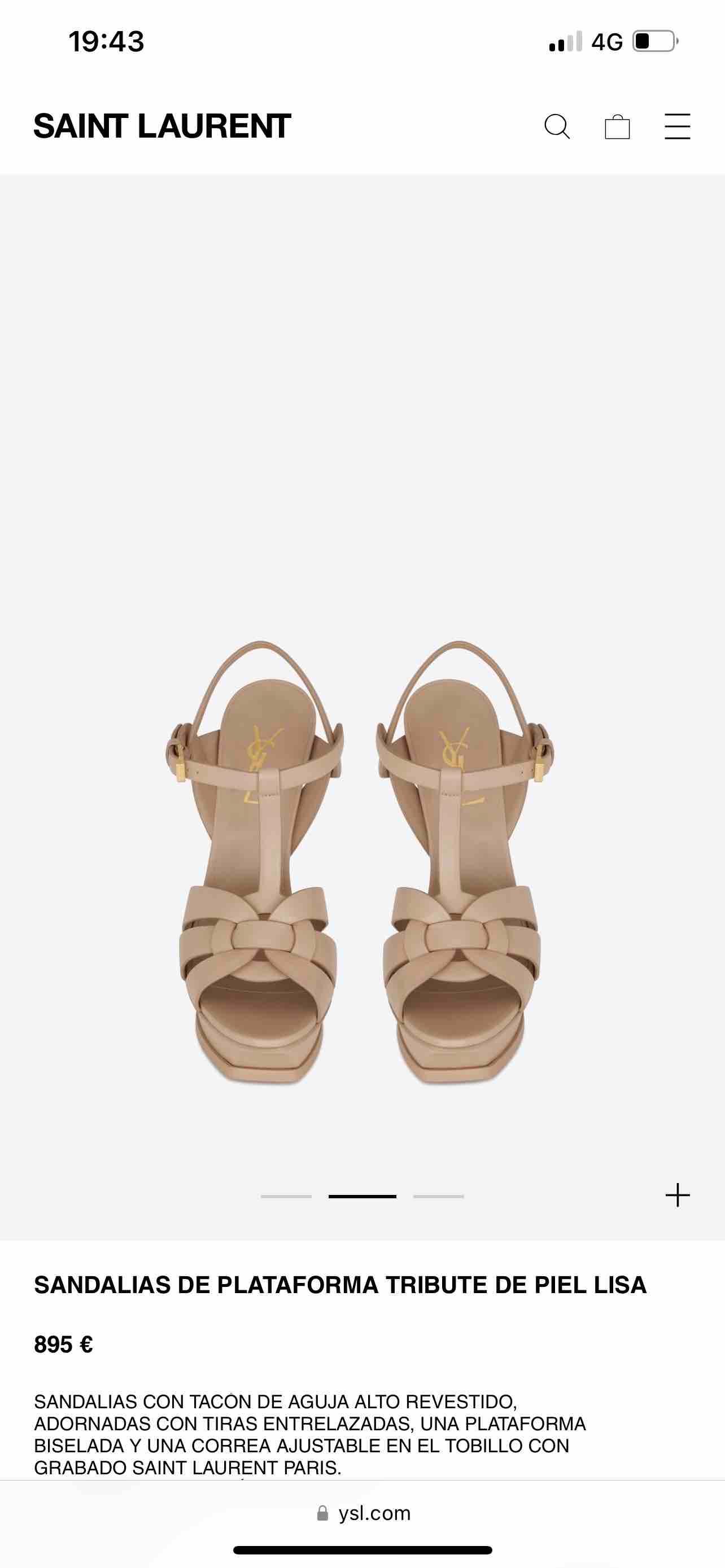 Sandalias yves saint Laurent tribute beige — foto 2 de 3