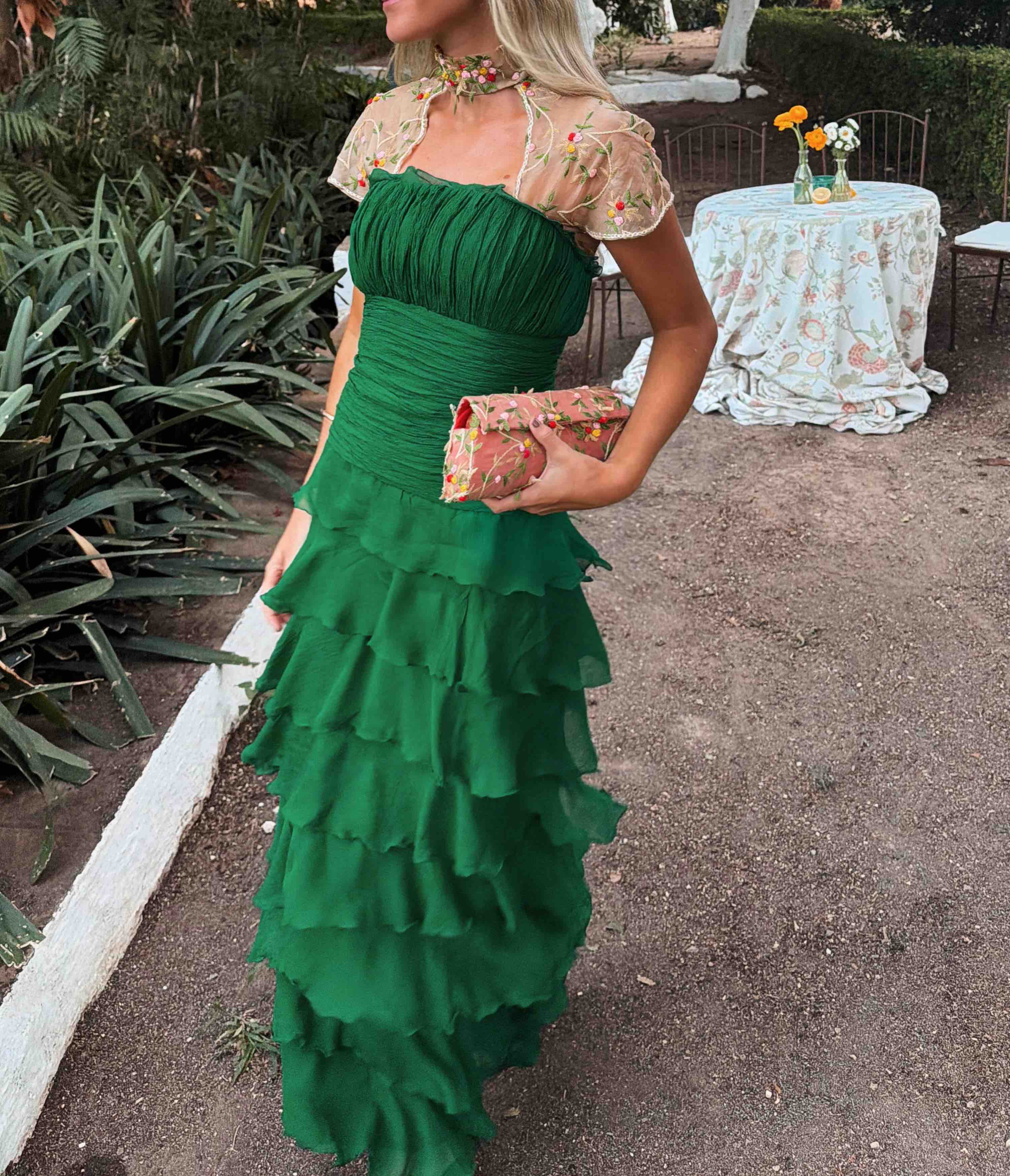 Vestido boda verde drapeado Angel palazuelos — foto 1 de 4