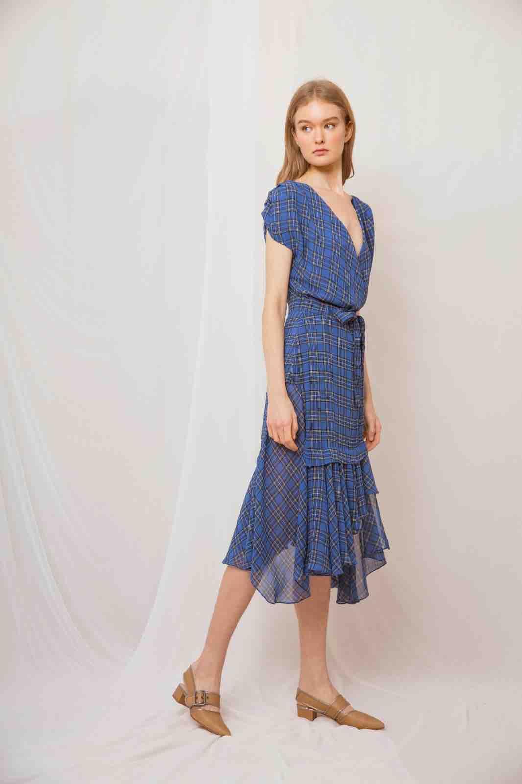 Vestido cuadros azul ANHET — foto 2 de 3