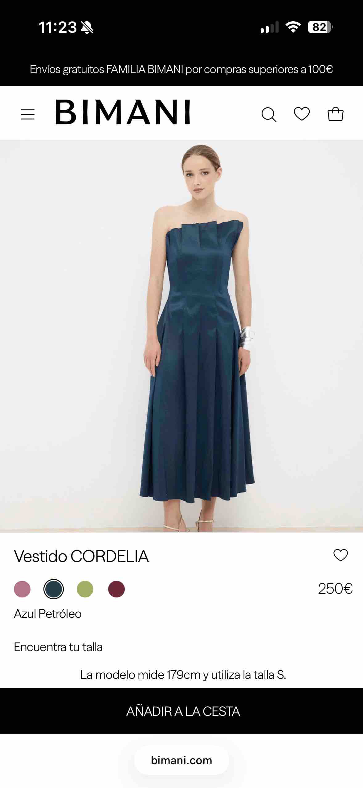 Vestido Bimani Cordelia Azul Petróleo — foto 1 de 3