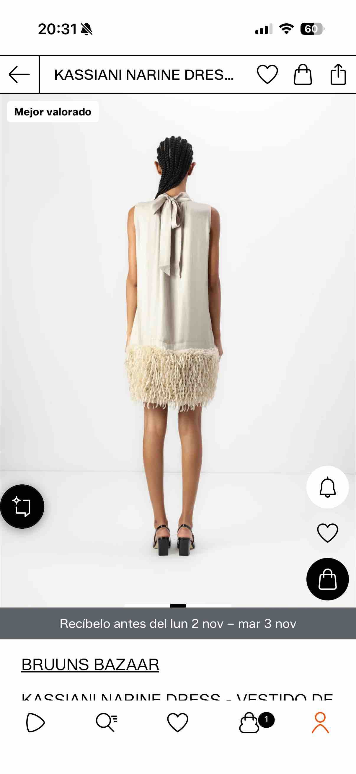 Vestido Bruuns Bazaar beige, talla L, en alquiler — foto 2 de 4