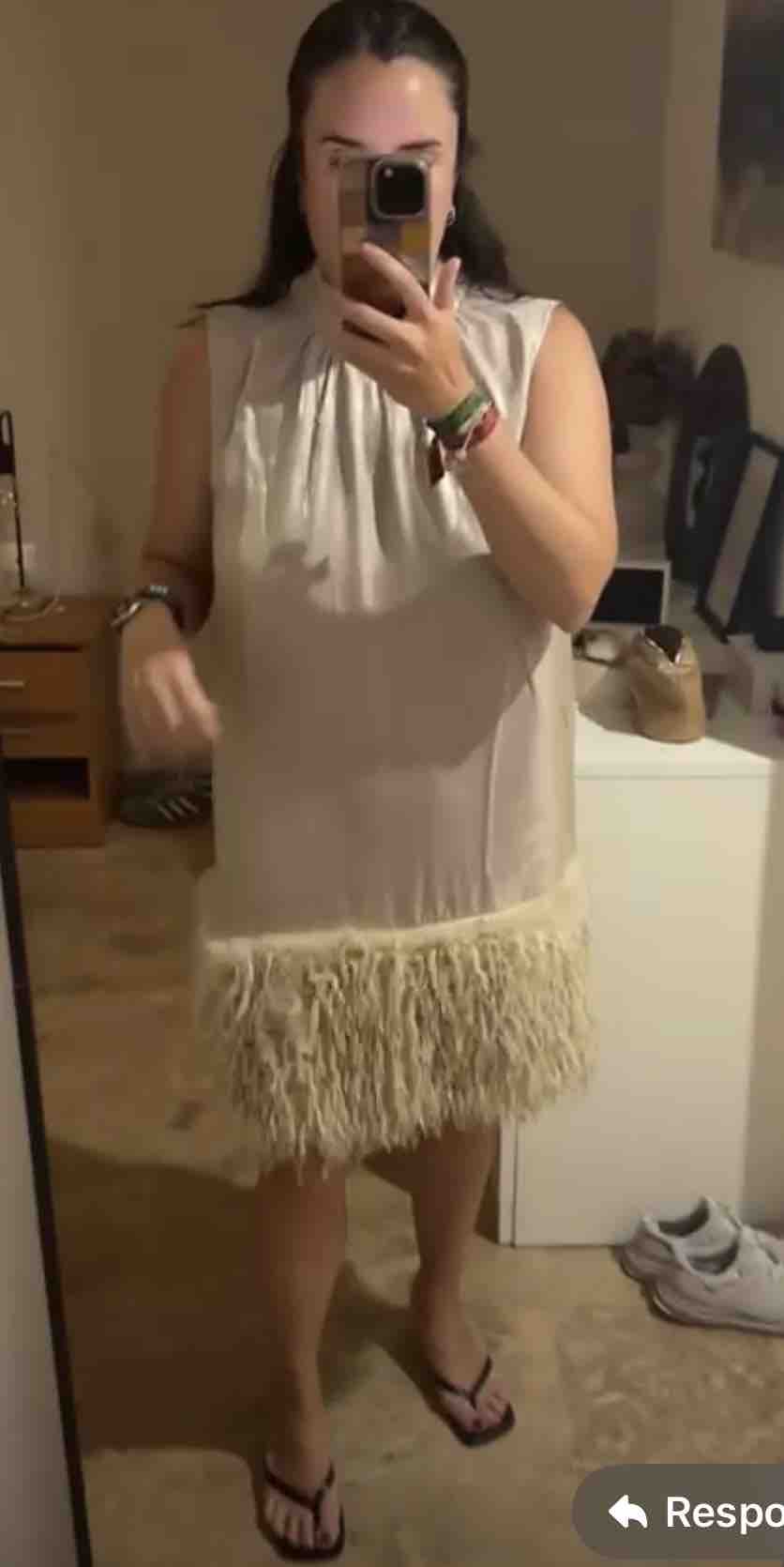 Vestido Bruuns Bazaar beige, talla L, en alquiler — foto 4 de 4