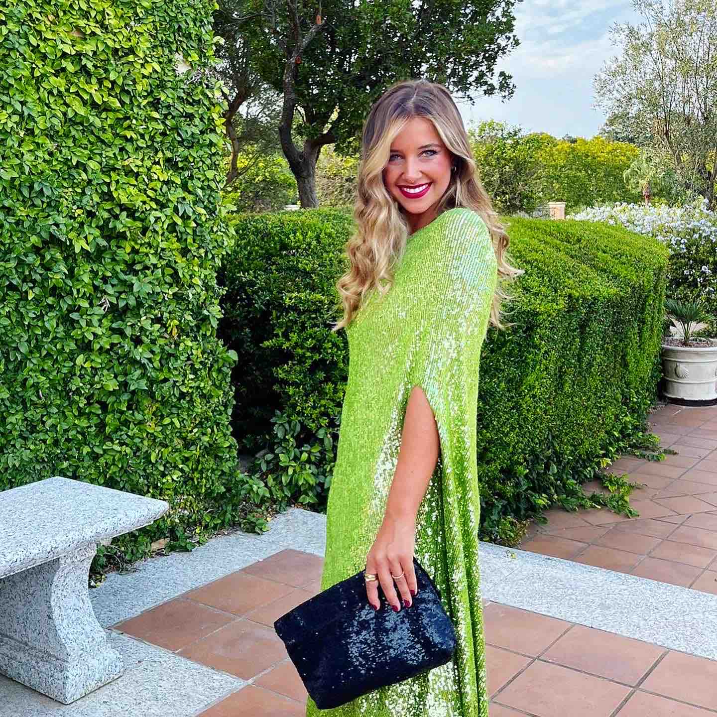 Vestido lentejuelas verde asimétrico Maria Roch — foto 1 de 5