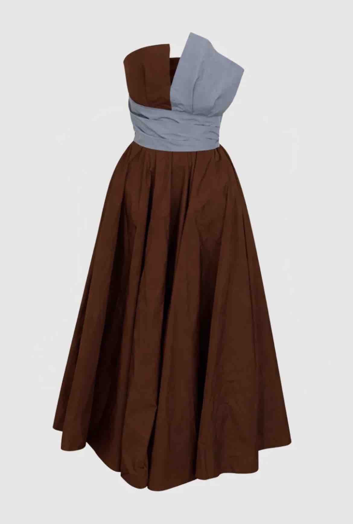 Vestido marrón y azul Vogana — foto 3 de 3