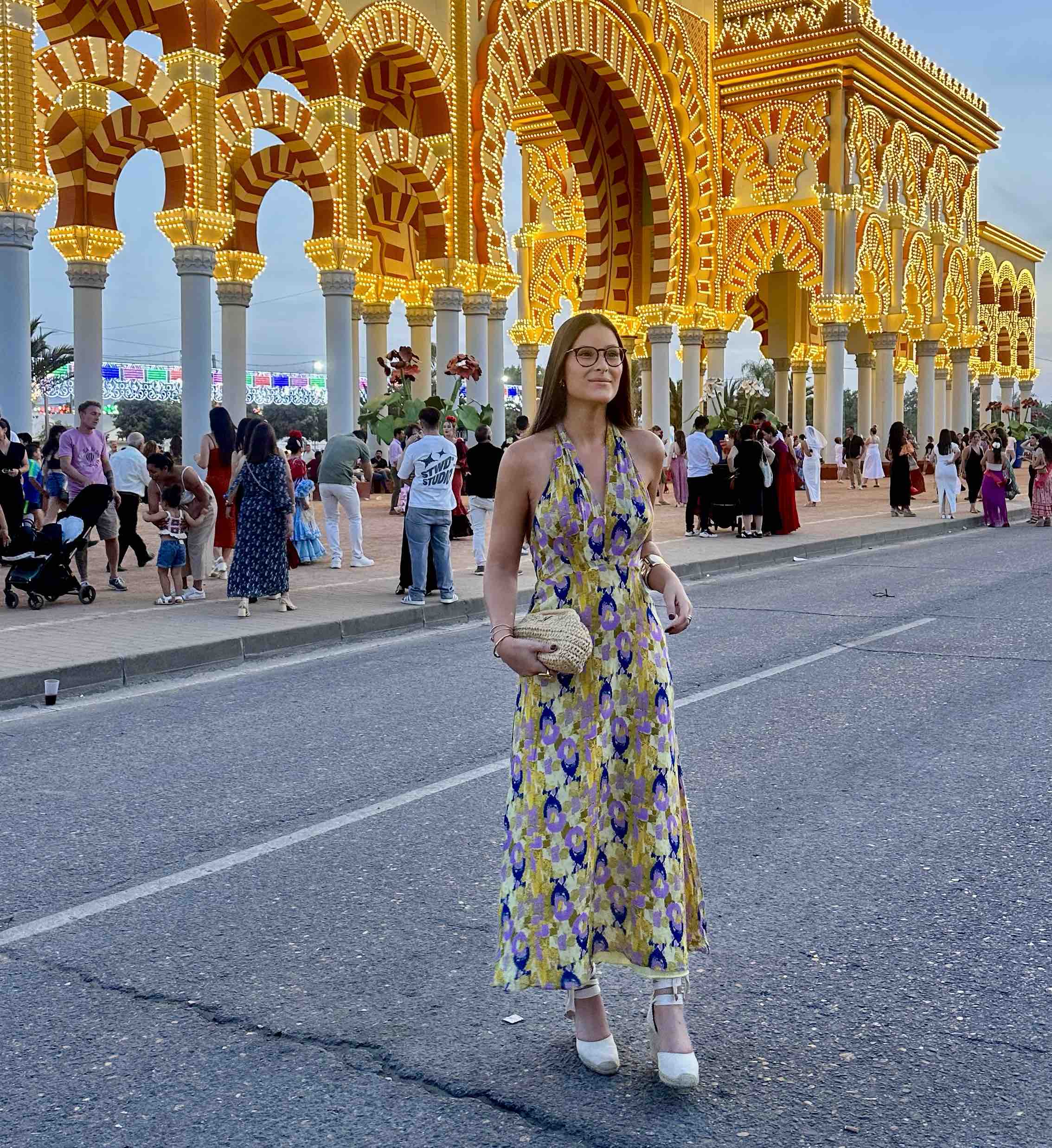 Vestido amarillo estampado Zara