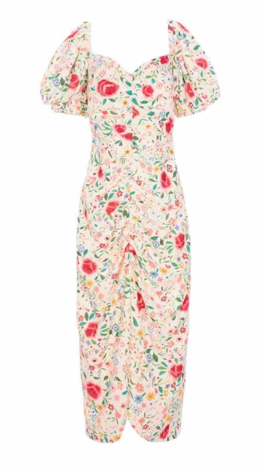 Vestido blanco mantón de flores Mioh S — foto 3 de 4