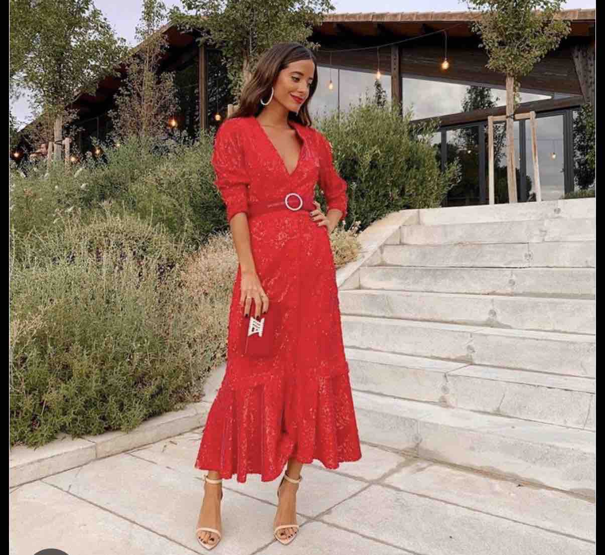 Vestido rojo lentejuelas SIN cinturón REDONDO BRAND — foto 1 de 4