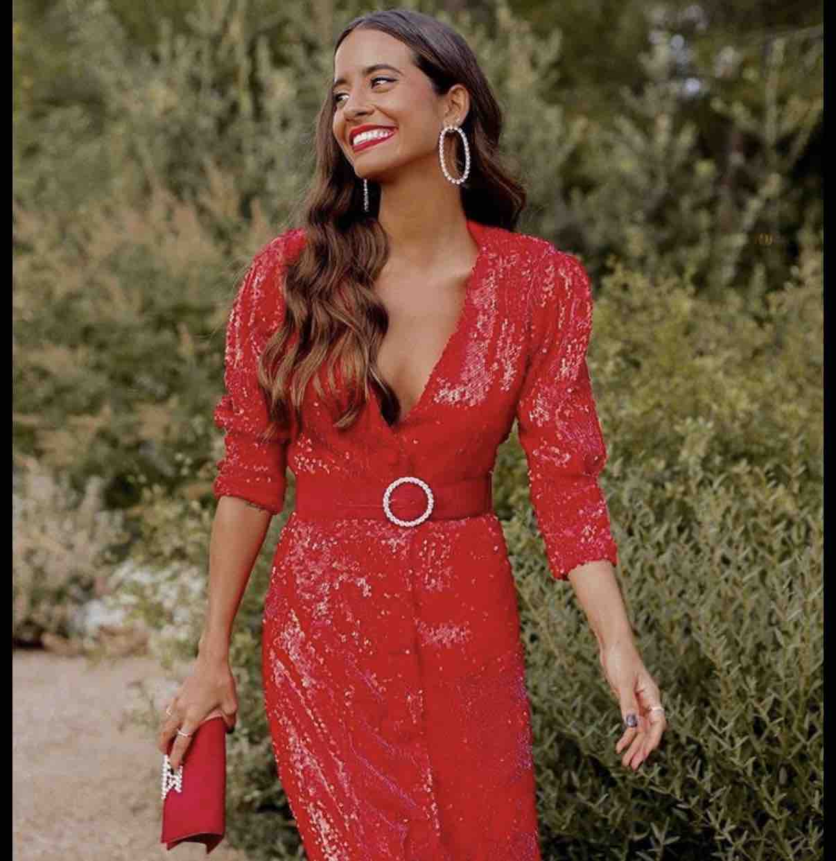 Vestido rojo lentejuelas SIN cinturón REDONDO BRAND — foto 3 de 4