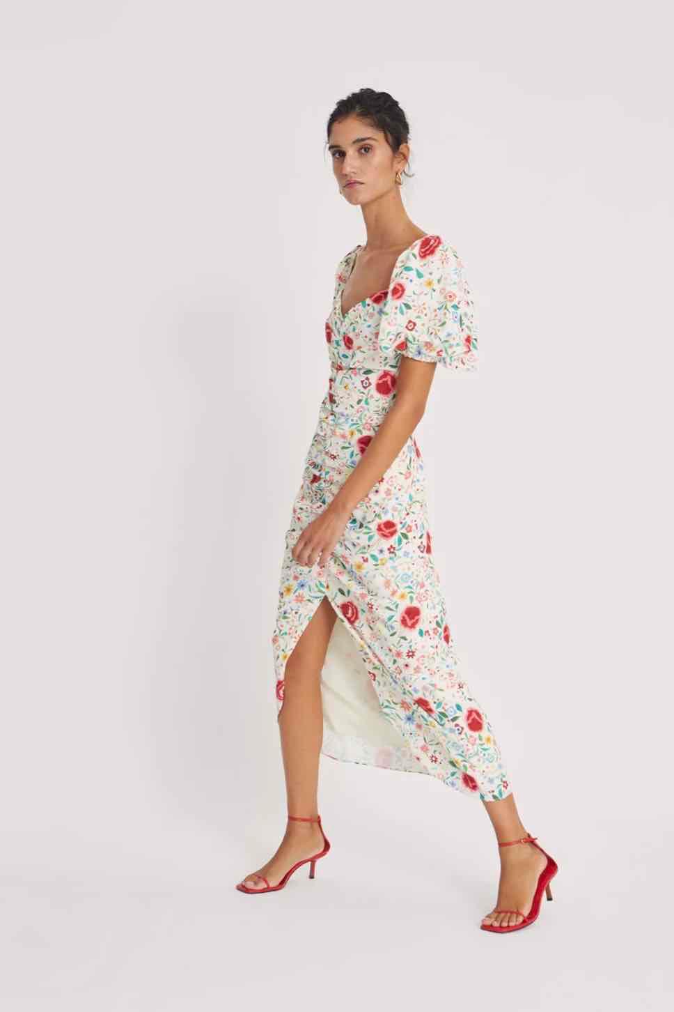 Vestido midi estampado flores “mantón” MIOH — foto 4 de 5