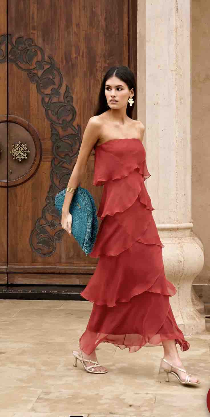 Vestido Miphai Terracota Capas — foto 2 de 4