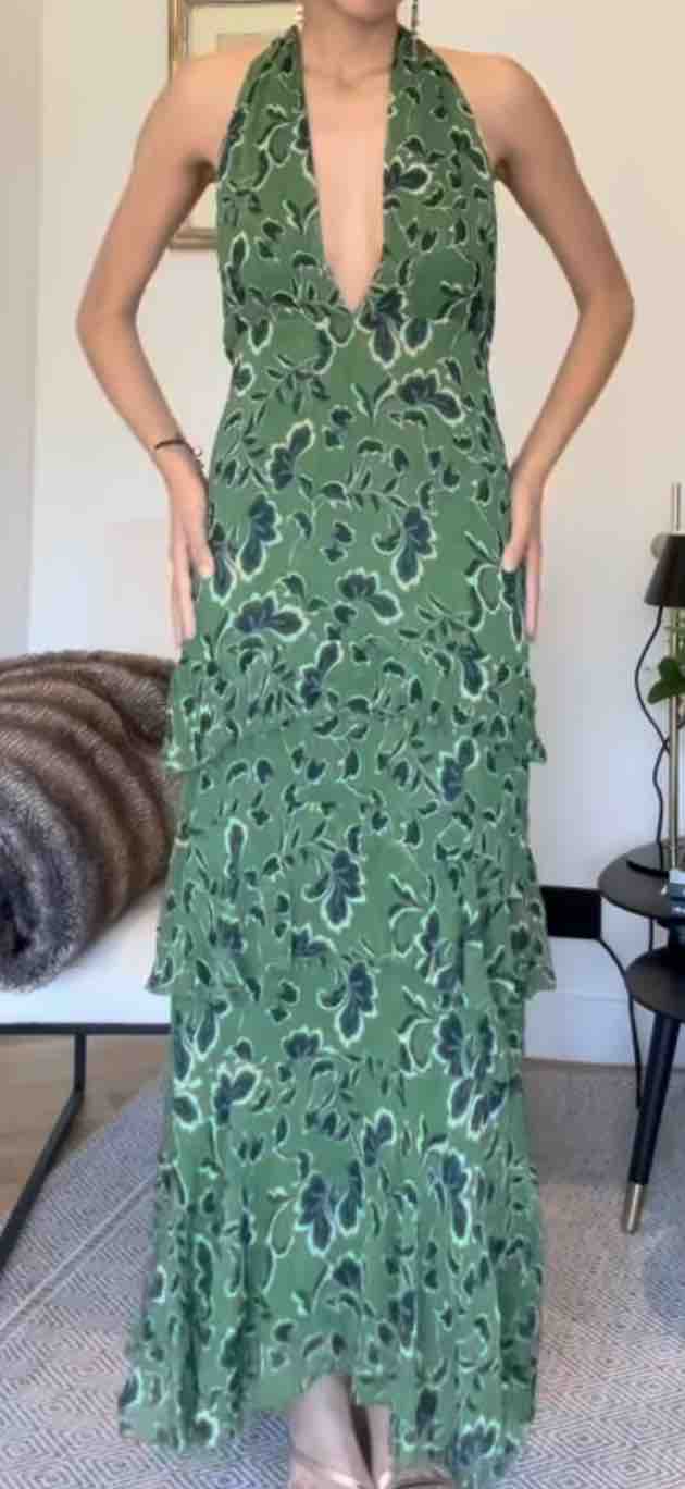 Vestido midi verde cuello halter Baymo — foto 2 de 3