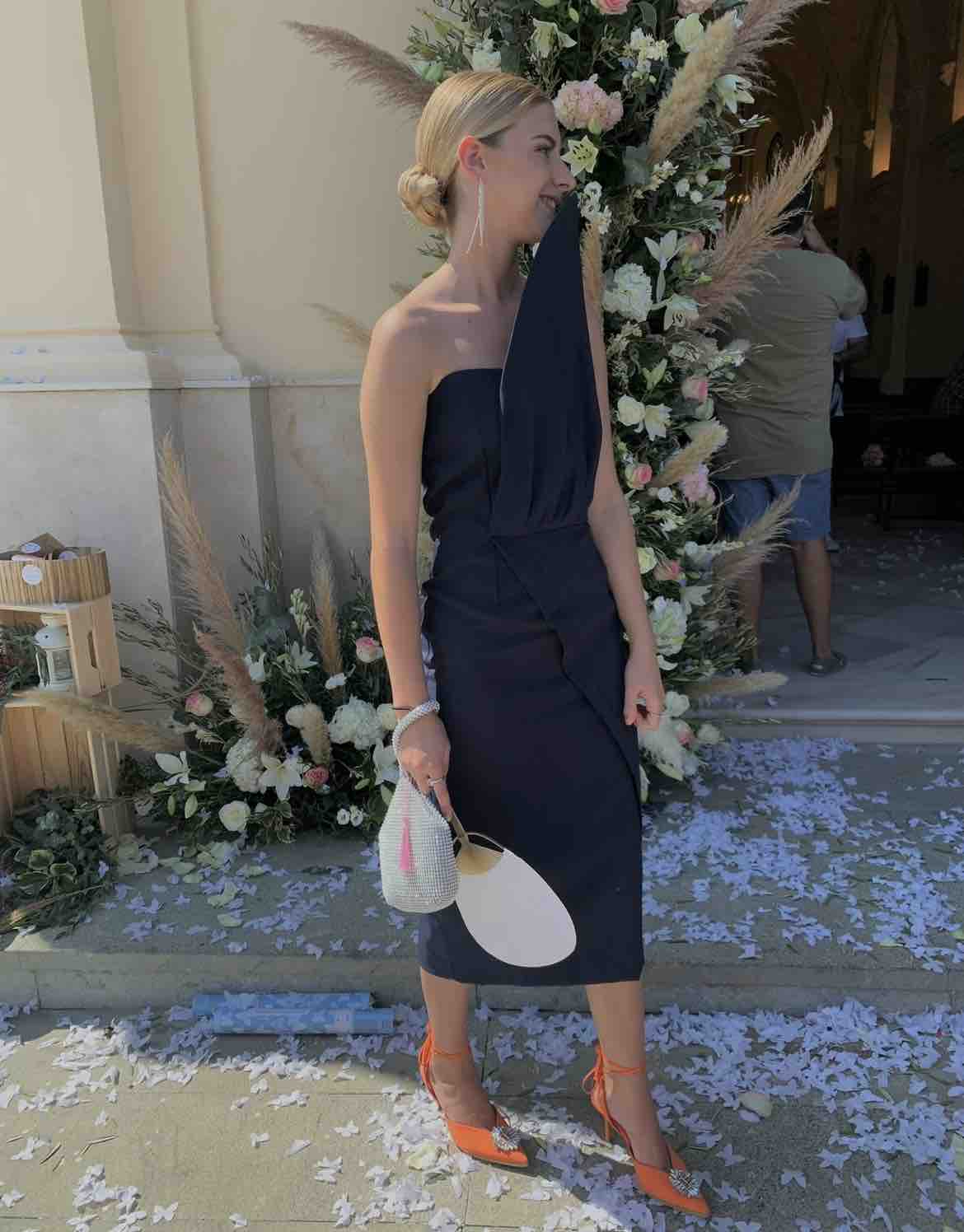 Vestido invitada estructura azul marino Satela — foto 1 de 3