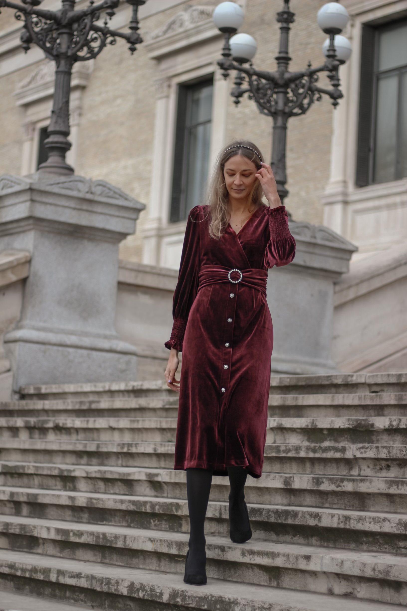 vestido terciopelo manga larga chicwish — foto 1 de 2