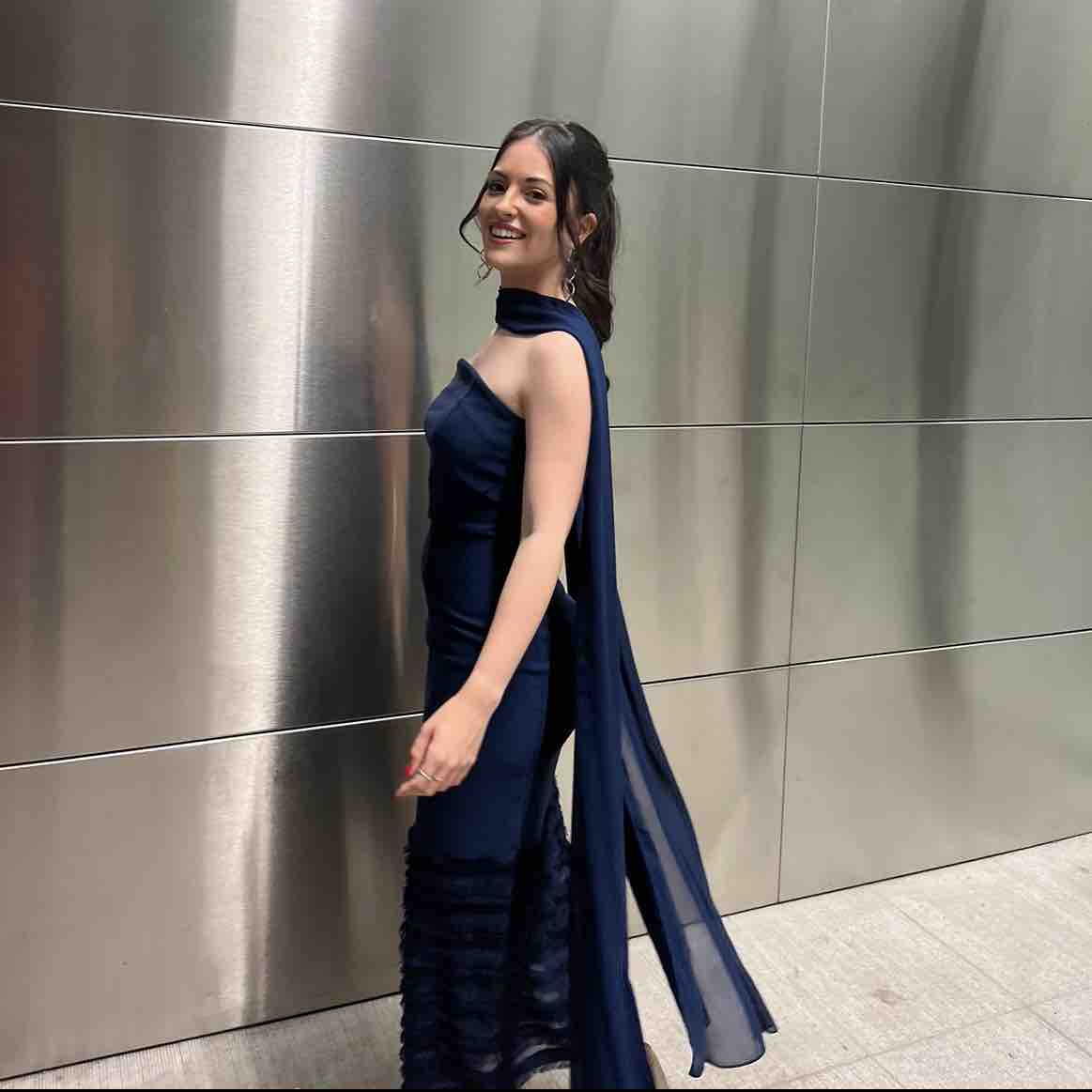 Vestido palabra de honor azul marino Cardié — foto 2 de 4