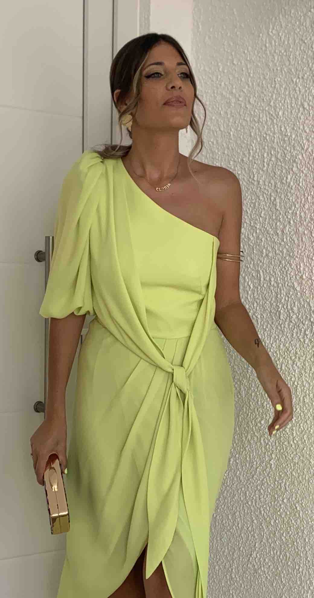 Vestido Invitada Boda - Verde Lima Blanca Martín — foto 4 de 4