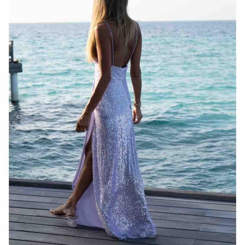 Vestido brillantes morado Hazel Portugal — foto 2 de 3