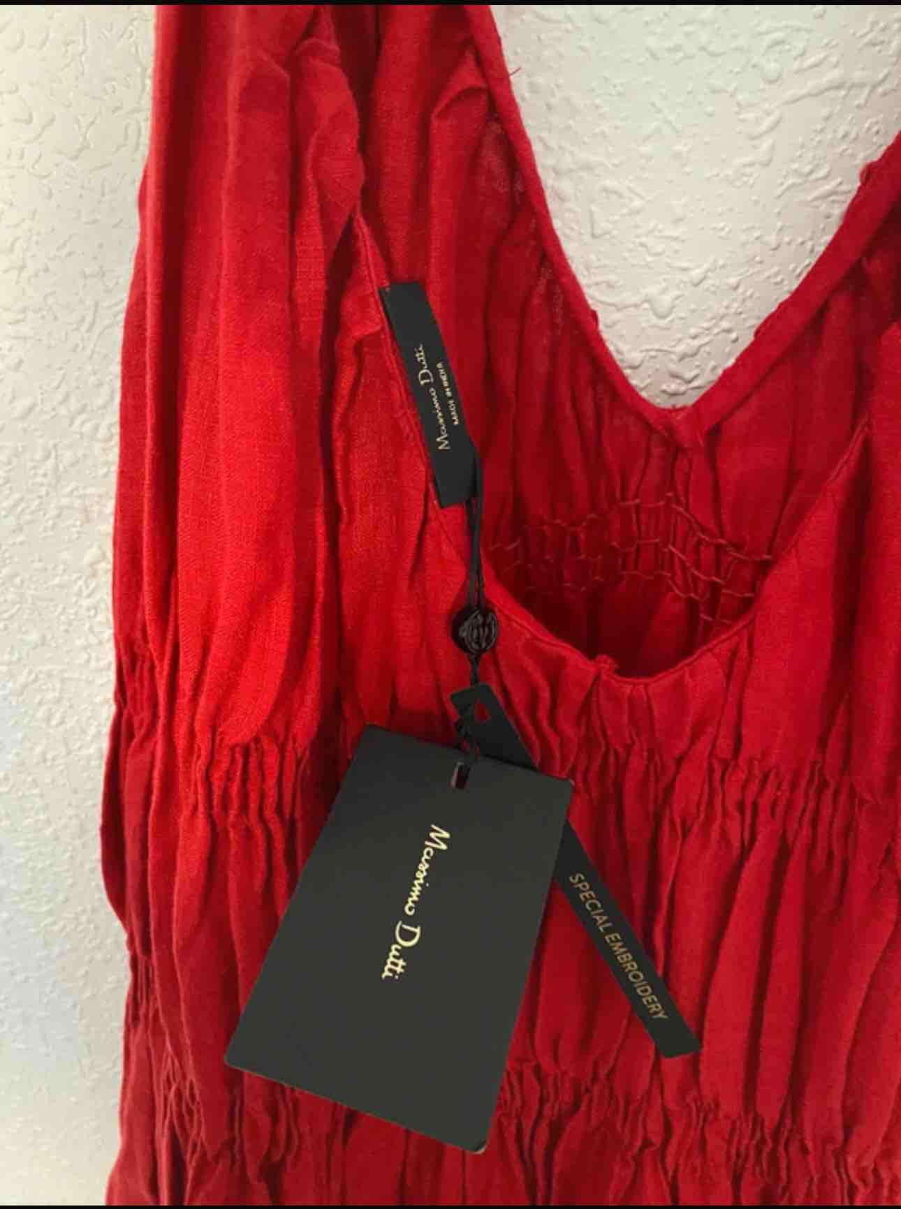 Vestido rojo fruncido Massimo Dutti talla M — foto 4 de 5