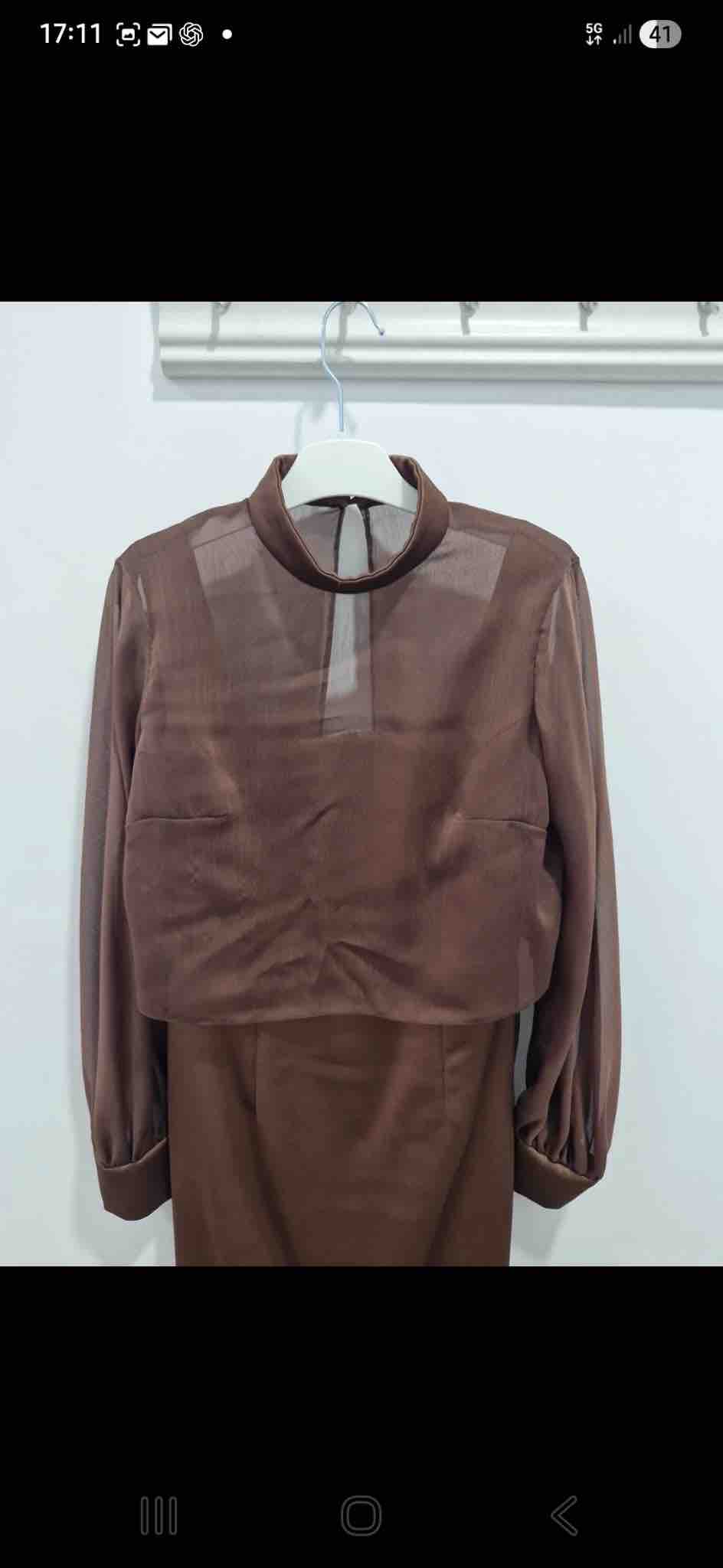Conjunto artesanal marrón chocolate de dos piezas – talla M/38 otra marca — foto 5 de 6