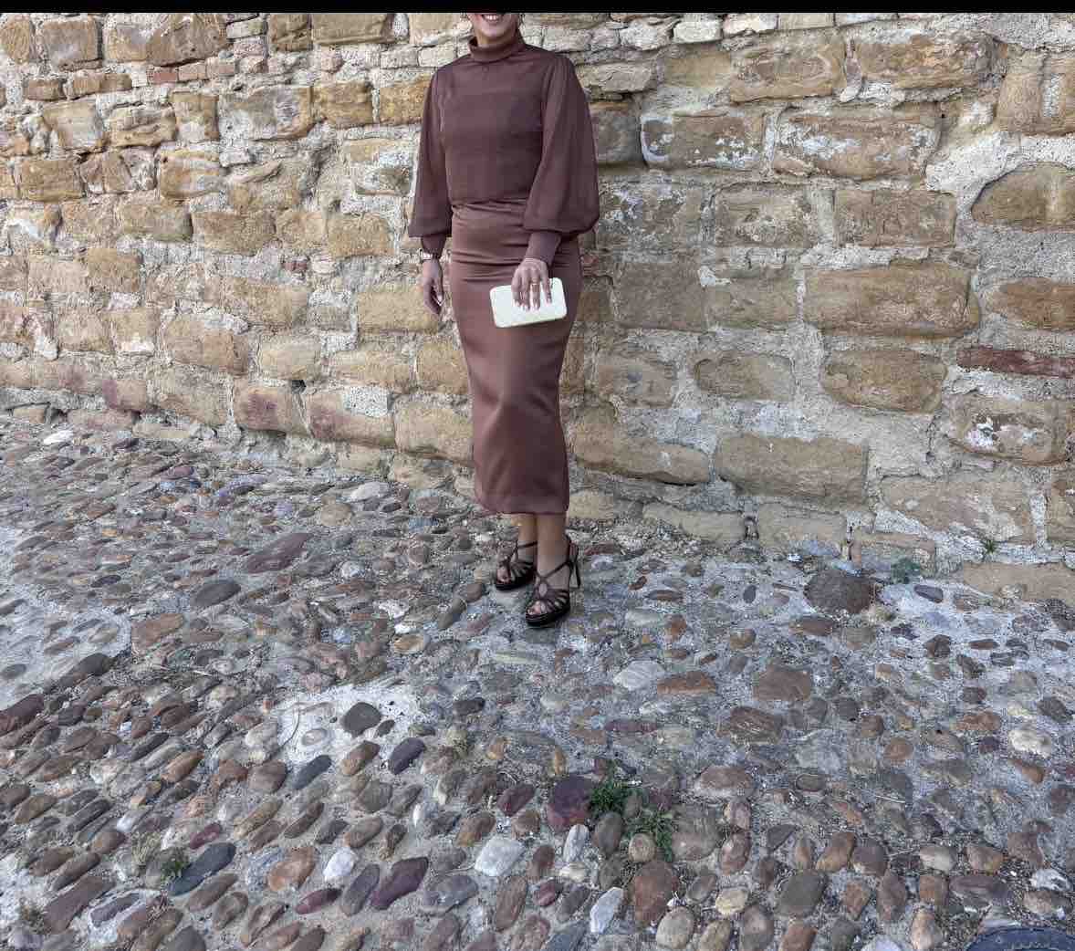 Conjunto artesanal marrón chocolate de dos piezas – talla M/38 otra marca — foto 1 de 6