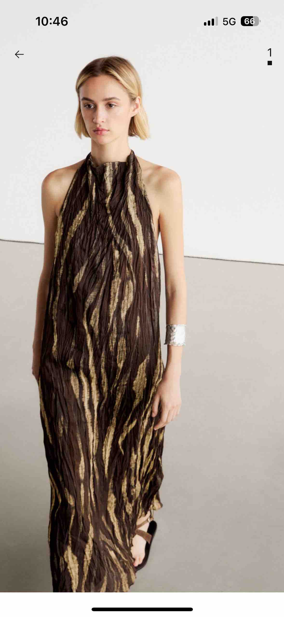 Vestido largo cuello halter Massimo Dutti — foto 3 de 4