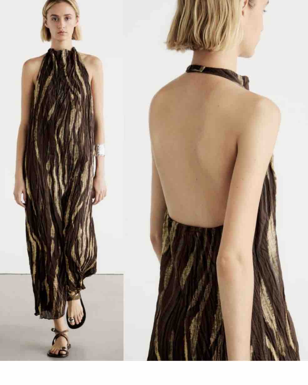 Vestido largo cuello halter Massimo Dutti — foto 4 de 4