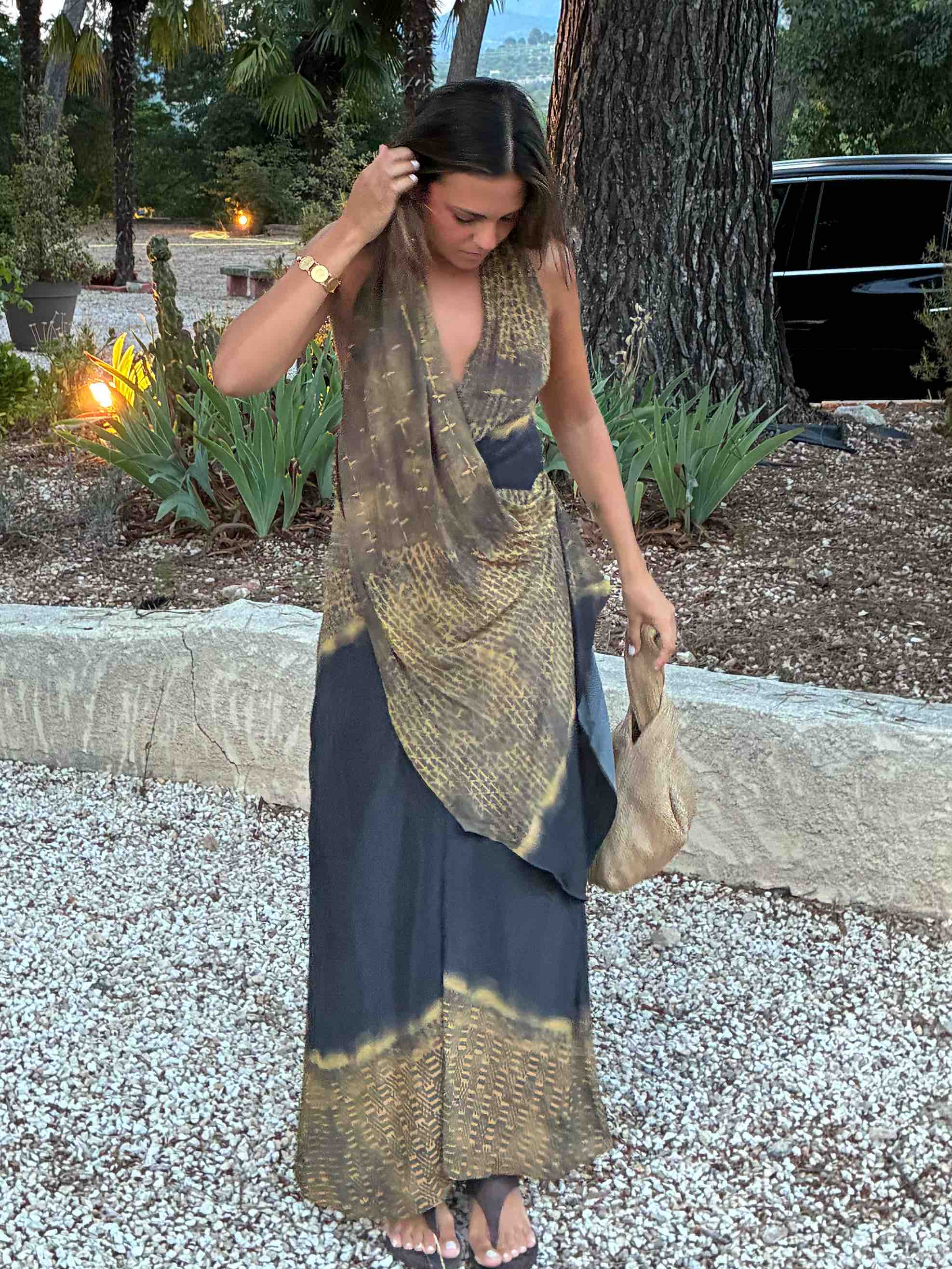 Vestido Massimo Dutti amarillo, gris y negro, talla XS, en alquiler — foto 3 de 3