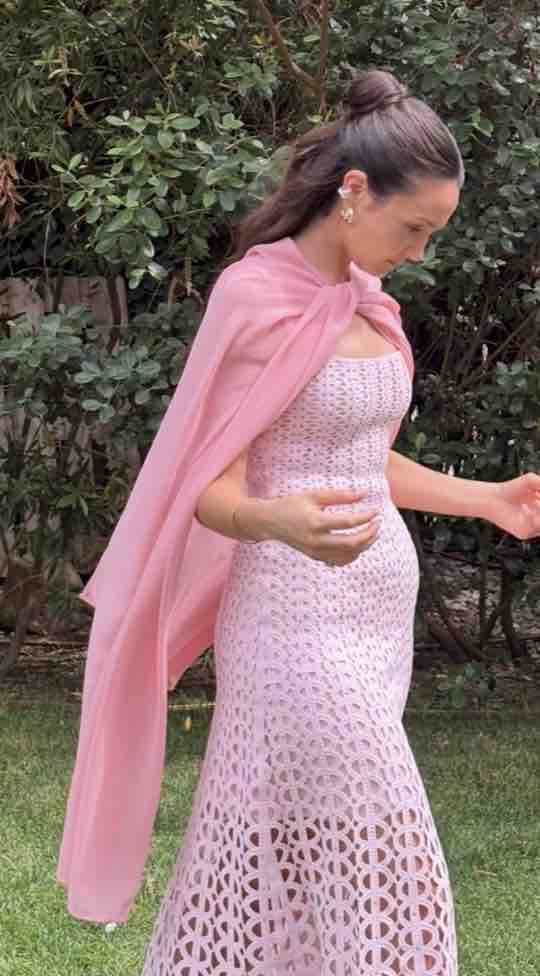 Vestido rosa midi strass Maje — foto 3 de 4