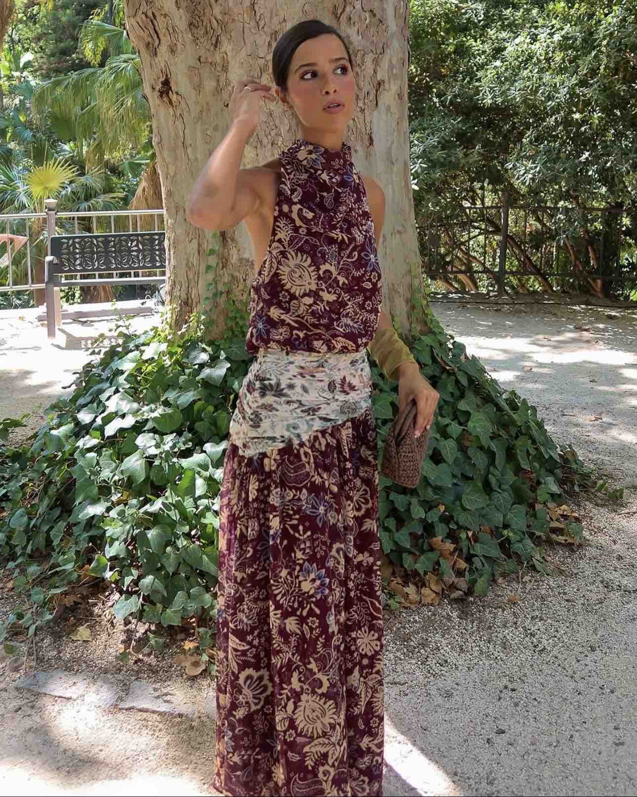 Vestido Noon marrón, morado y rosa, talla S, en alquiler — foto 1 de 2