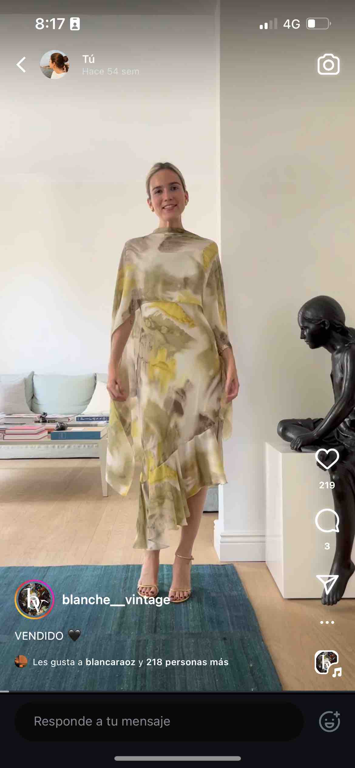 Vestido vintage de seda Blanche Vintage — foto 3 de 4