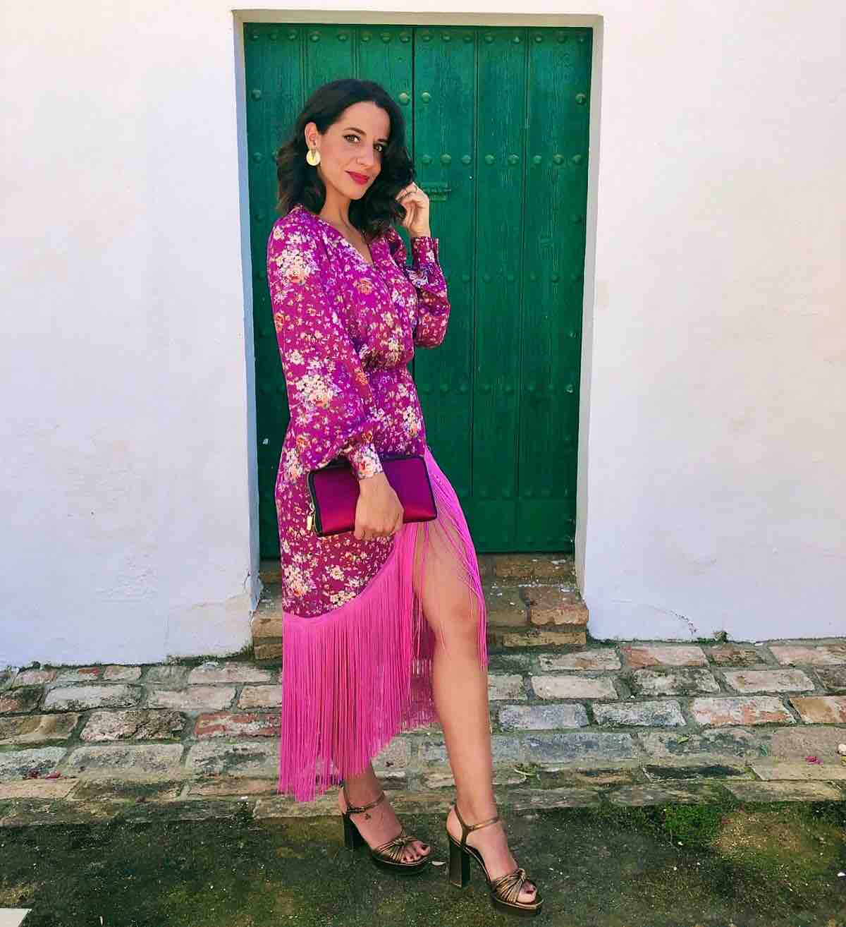 Vestido de Seda buganvilla estampado con flecos de Coosy — foto 2 de 3