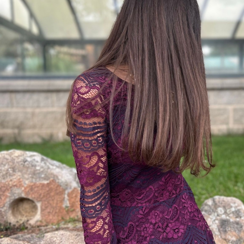 Vestido de encaje burdeos y púrpura Anonyme — foto 6 de 6