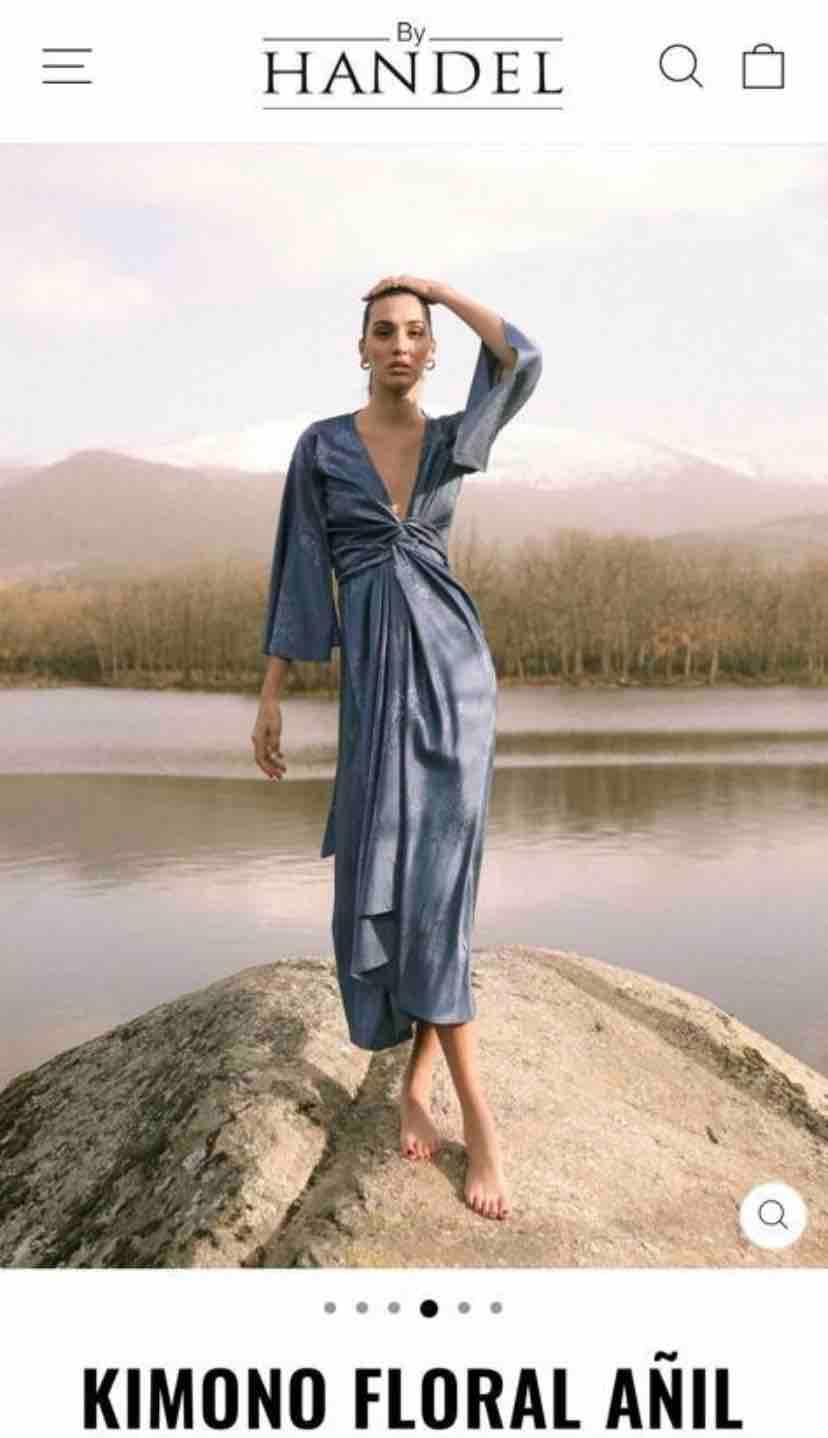 Vestido kimono añil de By Handel. Talla Única.