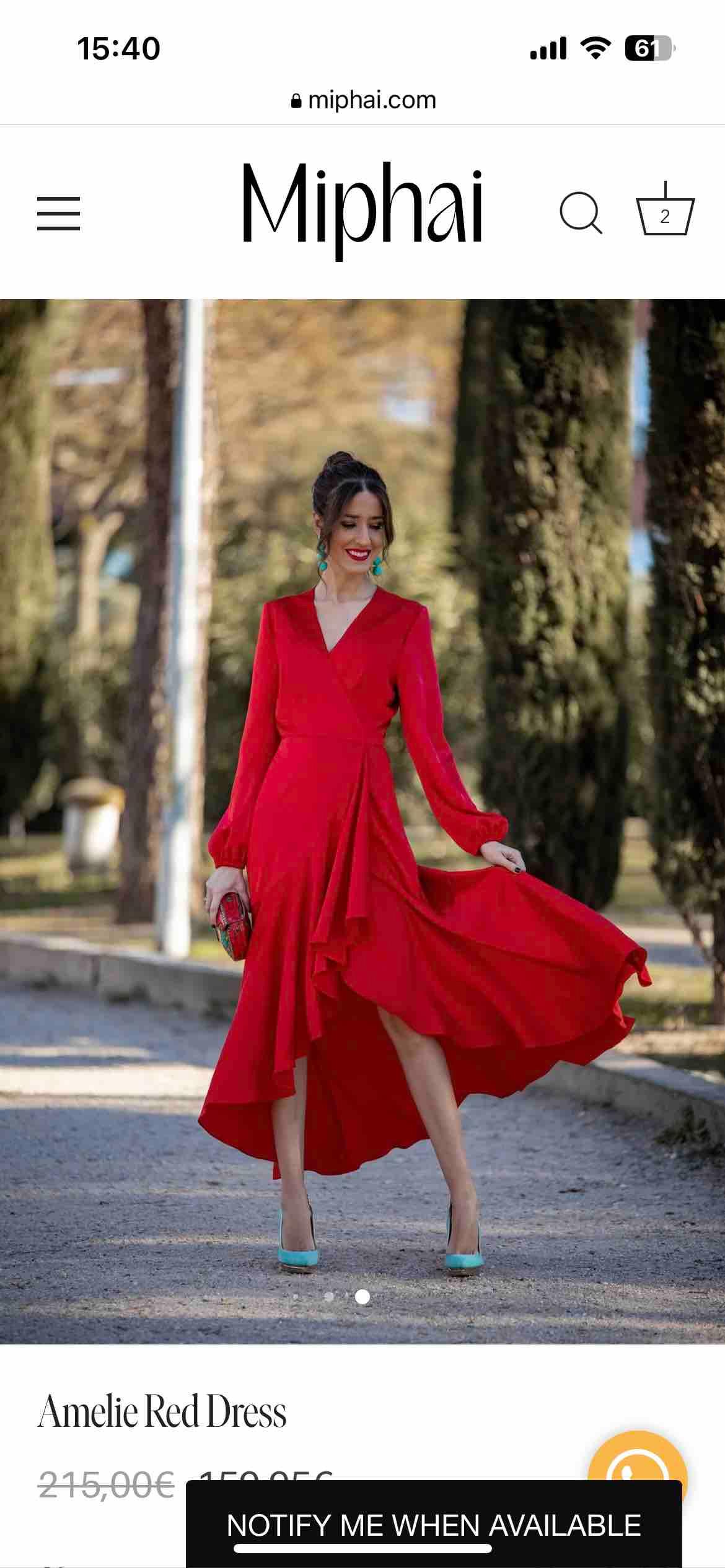 Vestido de invitada rojo miphai — foto 4 de 5