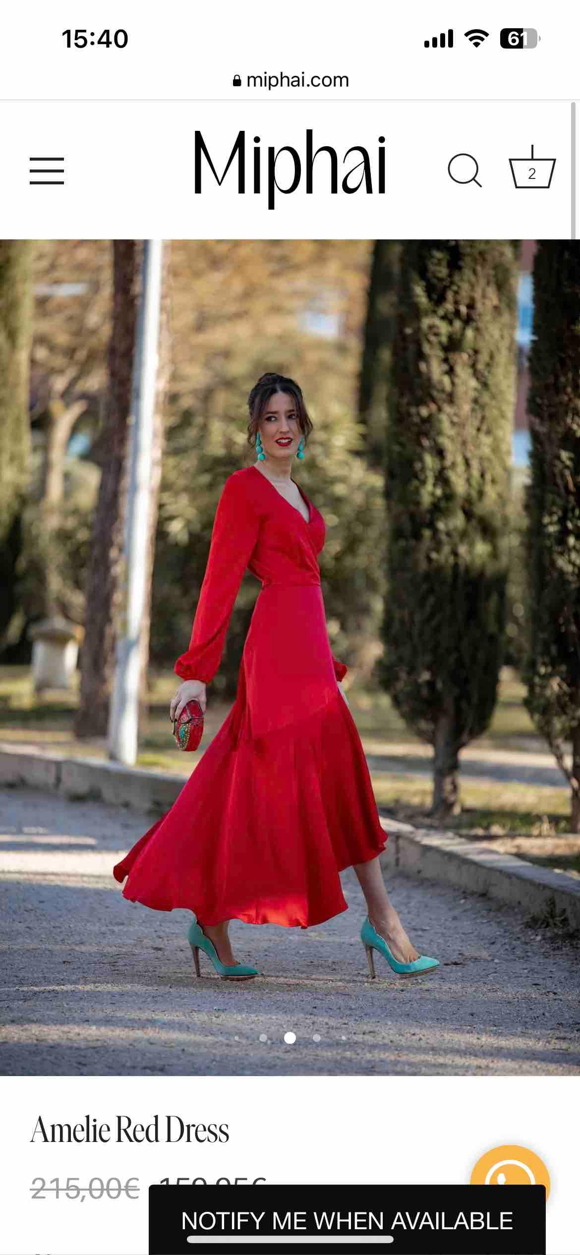 Vestido de invitada rojo miphai — foto 3 de 5