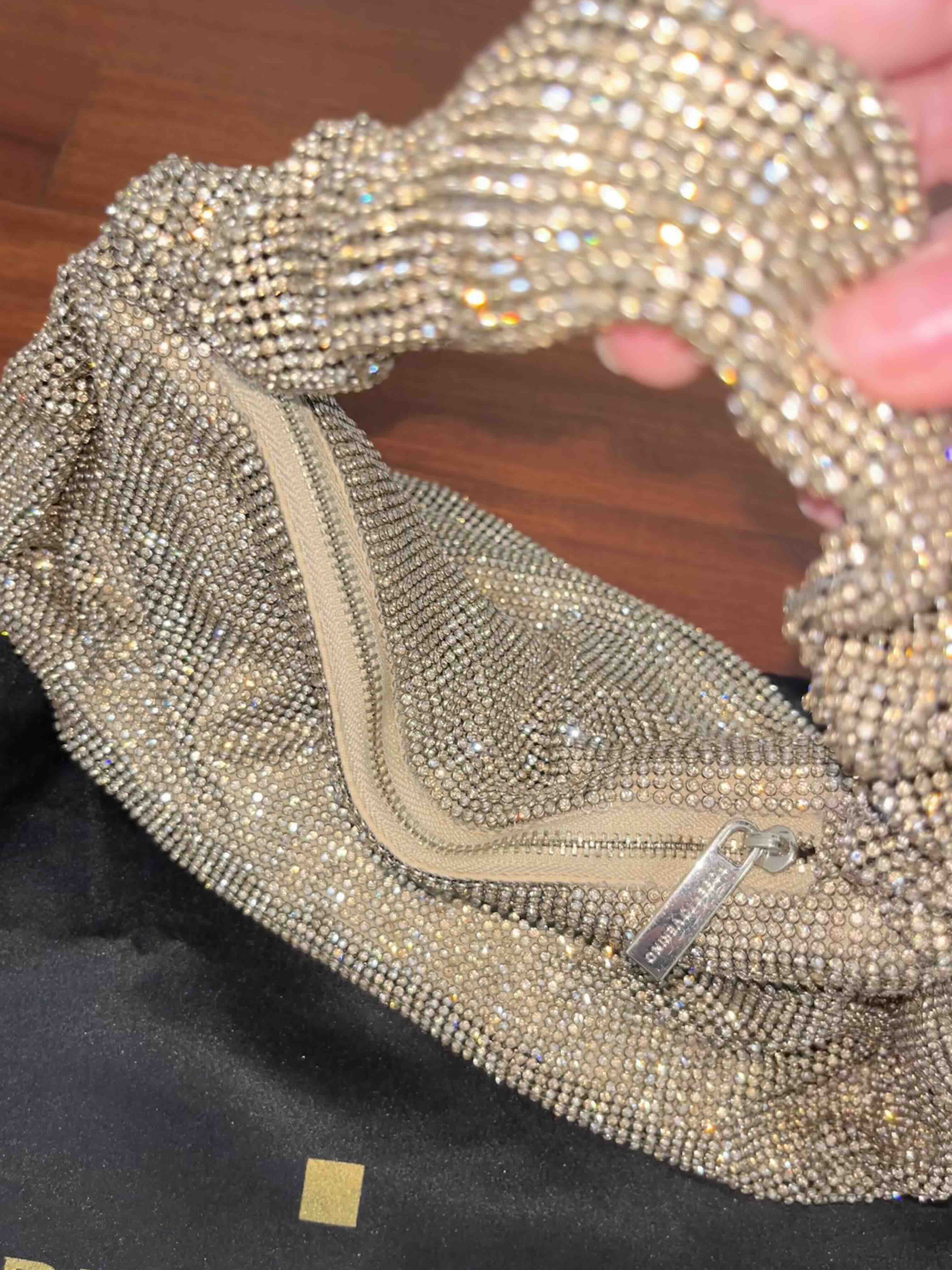 Bolso de fiesta dorado con cristales Roberto Verino — foto 3 de 6