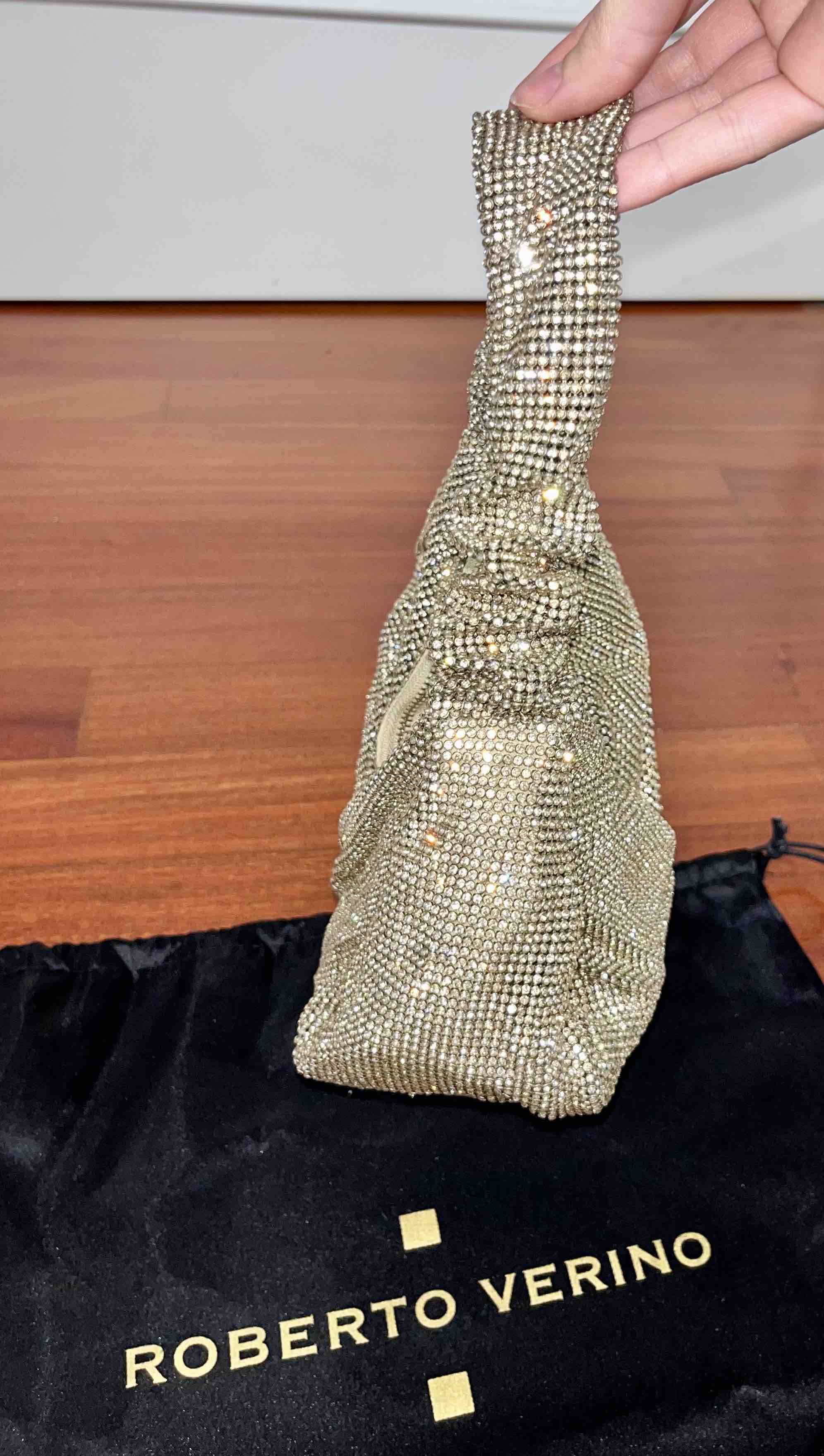 Bolso de fiesta dorado con cristales Roberto Verino — foto 5 de 6