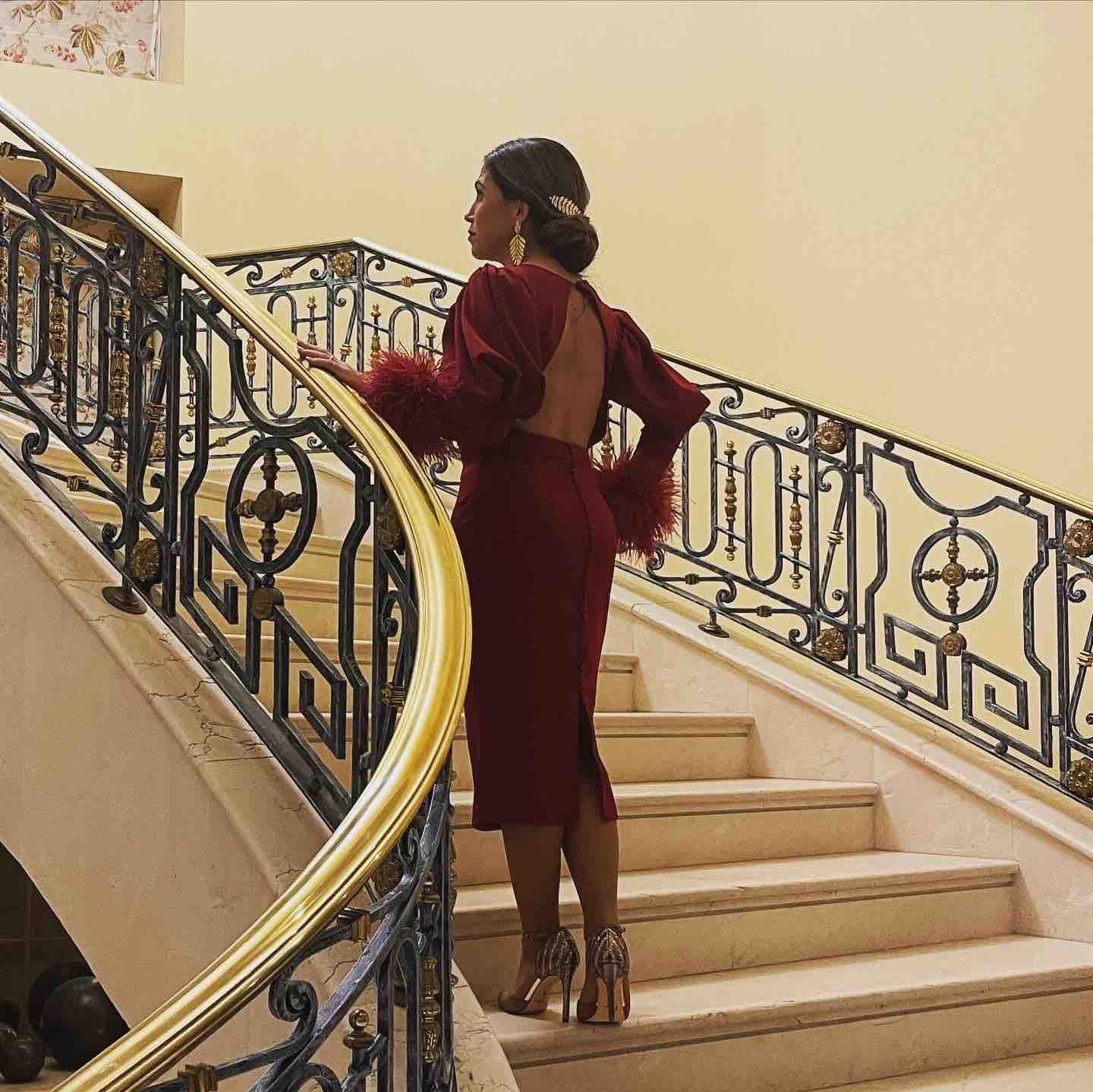 Vestido bourdeos hecho en atelier Atelier particular — foto 1 de 6
