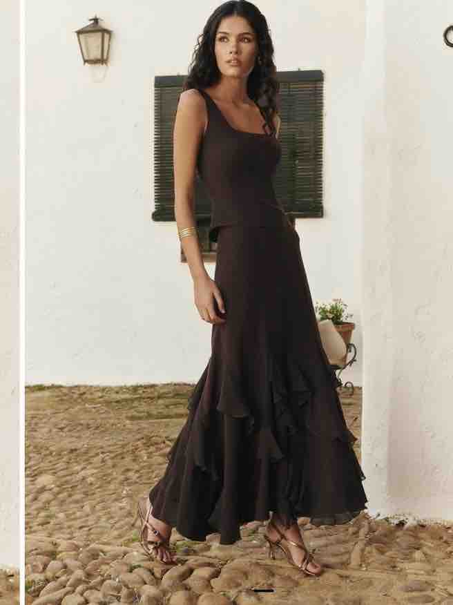 conjunto elegante marron miphai — foto 3 de 4