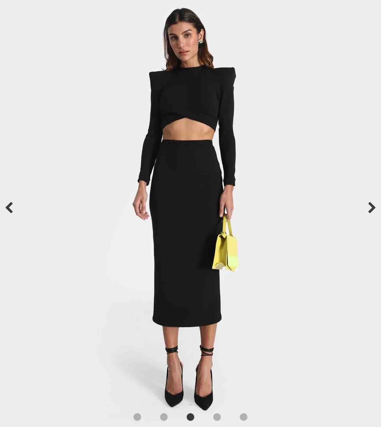 Conjunto negro Fernando Claro | Crop top + falda midi — foto 1 de 6