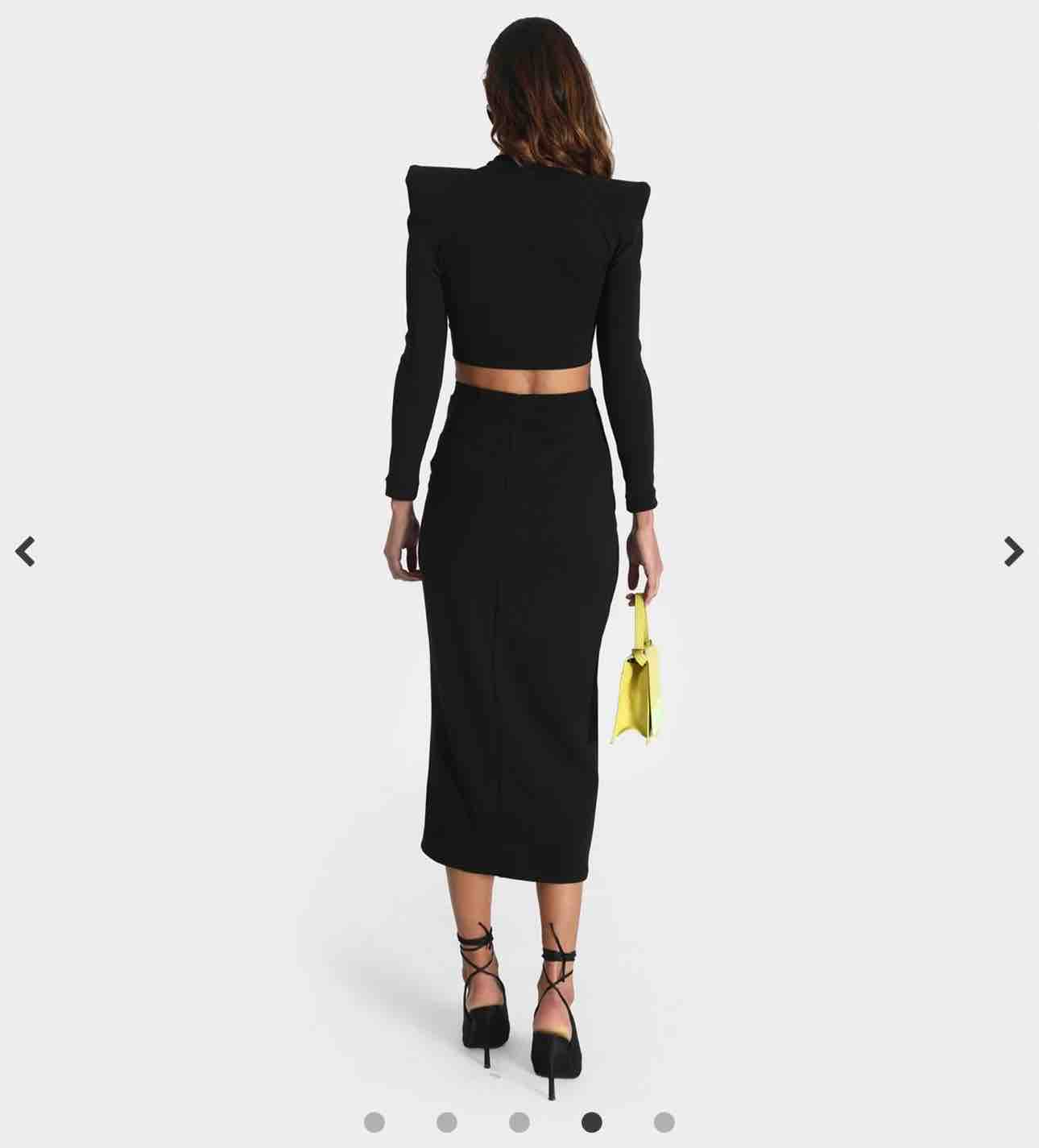 Conjunto negro Fernando Claro | Crop top + falda midi — foto 2 de 6