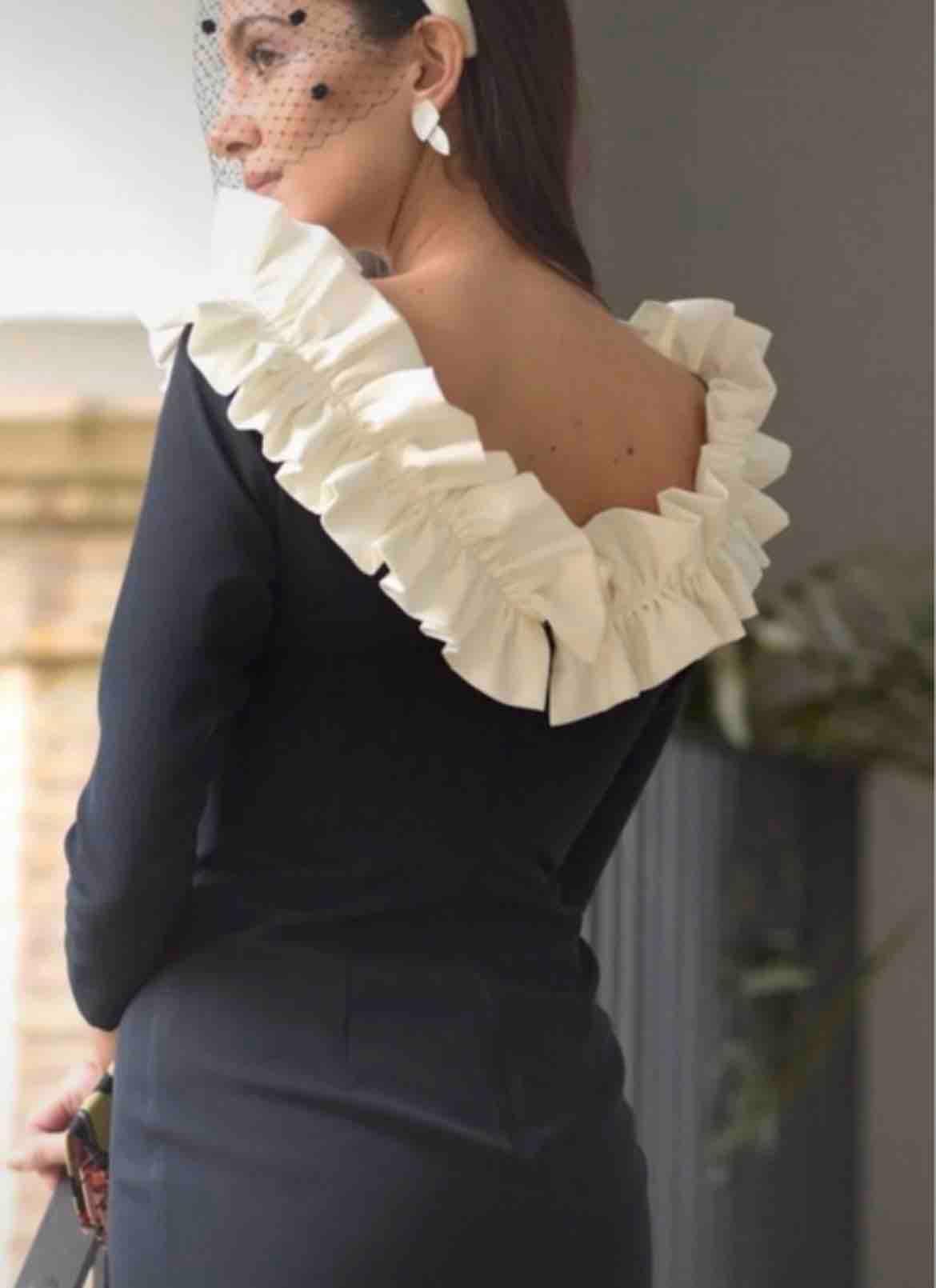 Vestido cóctel blanco y negro Seda y Color — foto 2 de 4