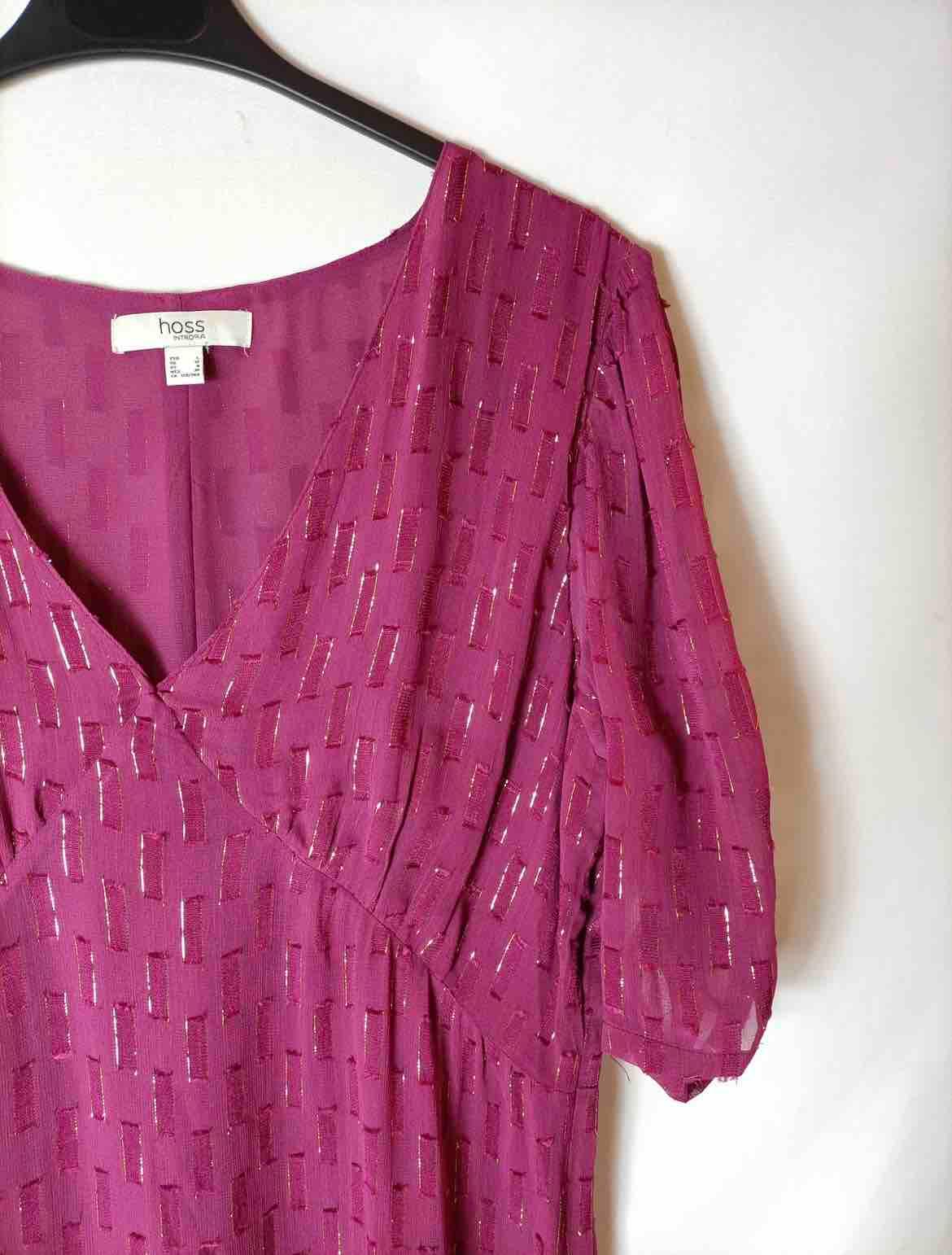 Vestido invitada fucsia detalles dorados Hoss Intropia — foto 2 de 2