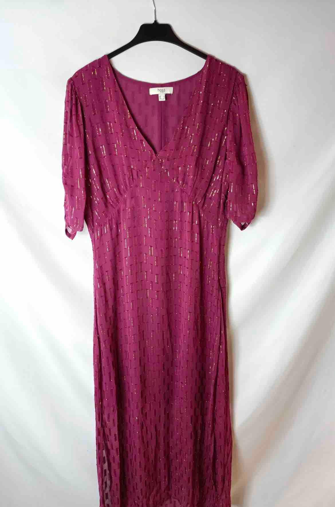 Vestido invitada fucsia detalles dorados Hoss Intropia — foto 1 de 2