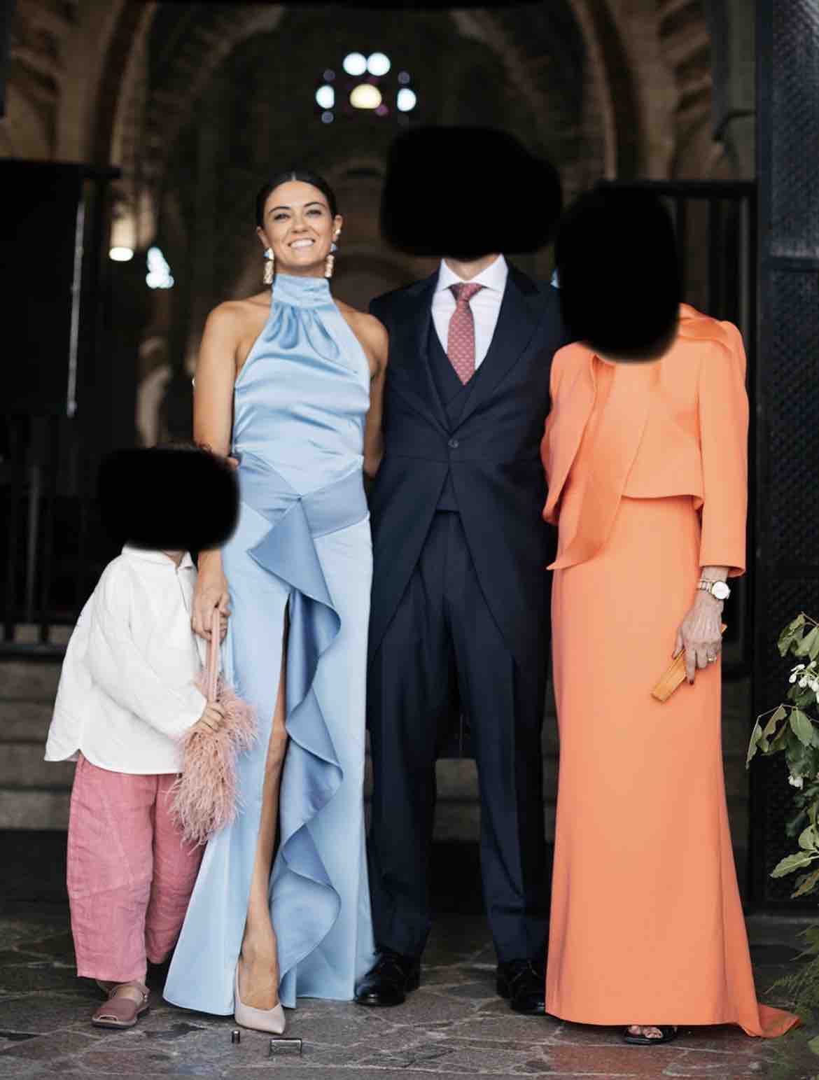 Vestido La Emperifolla Azul Largo Volante Casoná — foto 1 de 4