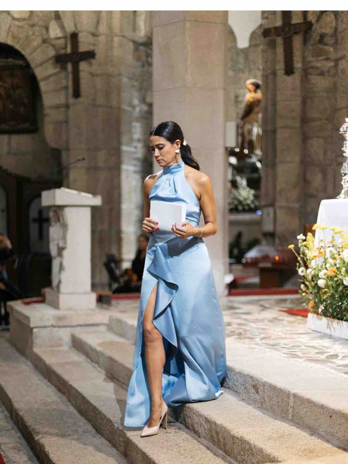Vestido La Emperifolla Azul Largo Volante Casoná — foto 3 de 4