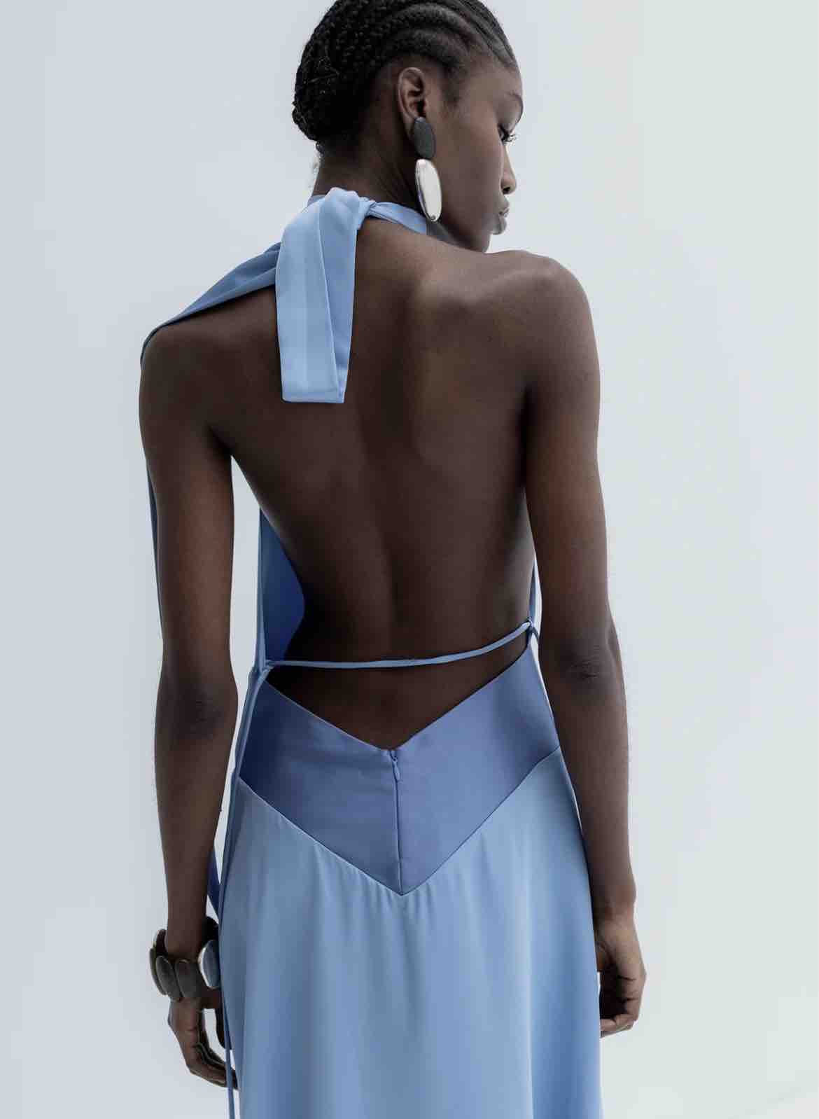 Vestido La Emperifolla Azul Largo Volante Casoná — foto 4 de 4