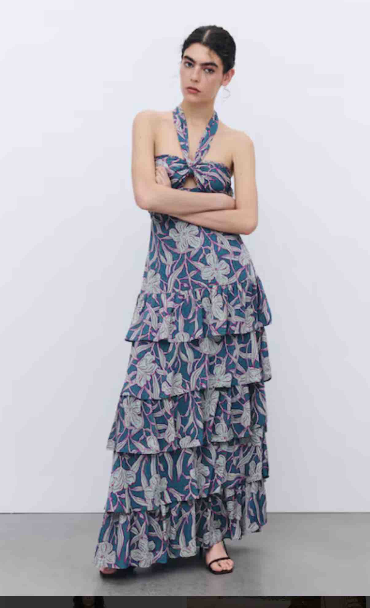 Vestido Tintoretto azul y rosa, talla XS, en alquiler — foto 1 de 3