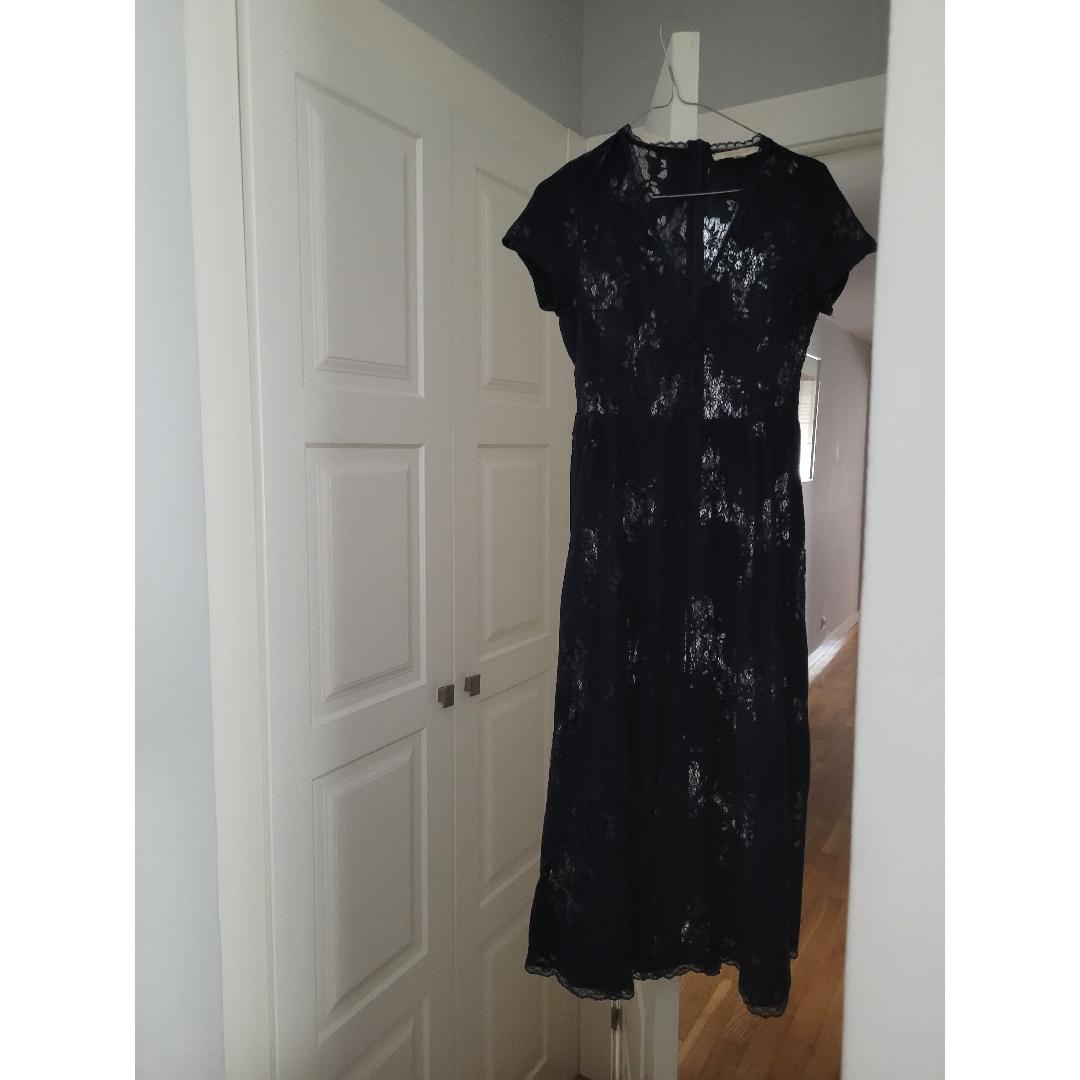 Vestido midi largo encaje azul marino La Fée Maraboutée — foto 1 de 6