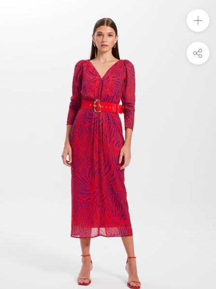 Vestido midi rojo cebra Mioh — foto 1 de 5